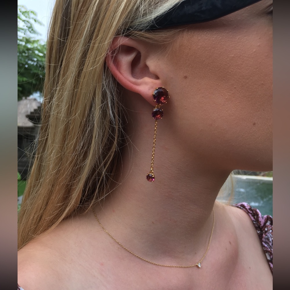 les nereides pink/burgundy drop earrings